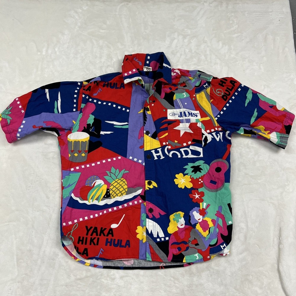 Surf Line Hawaii Jams World Shirt Mens L Multicolor Hollywood Hula Cotton USA